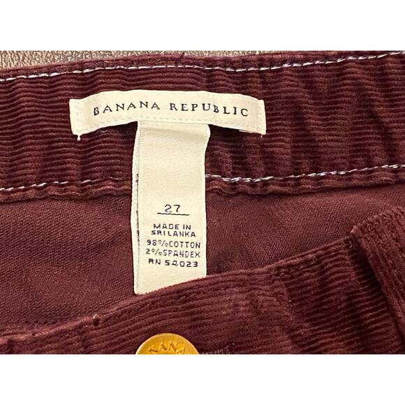 Banana Republic Skinny Corduroy Pants Women’s 27 Burgundy Stretch Fall Winter - Picture 3 of 8